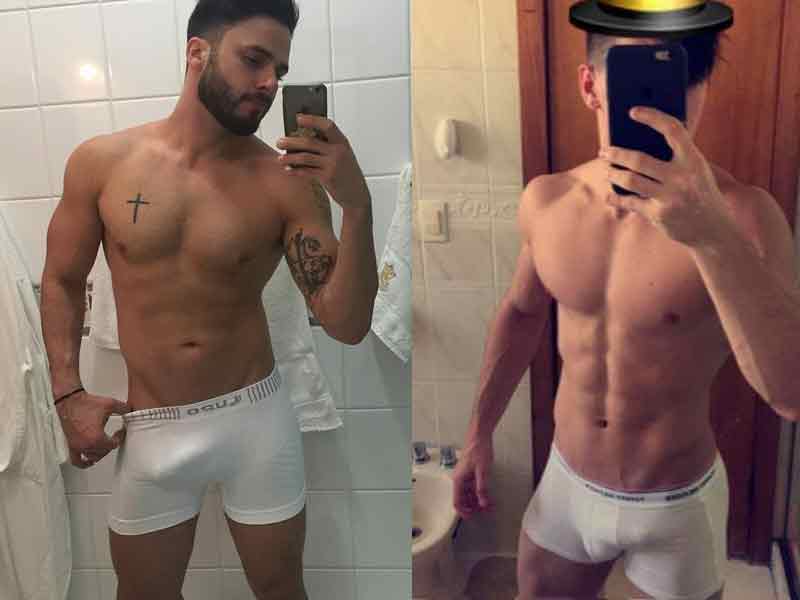 Rodrigo marim e mc biel com pau marcando na cueca branca