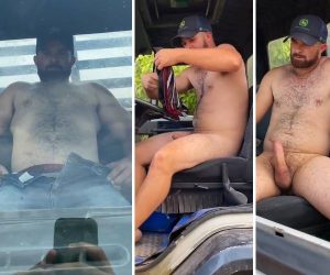 Caminhoneiro descarrega a mamadeira na boleia